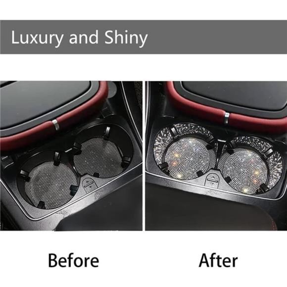 2pcs Bling Car Cup Holder Coaster, 2.75 inch Anti-Slip Shockproof Universal - Picture 3 of 6